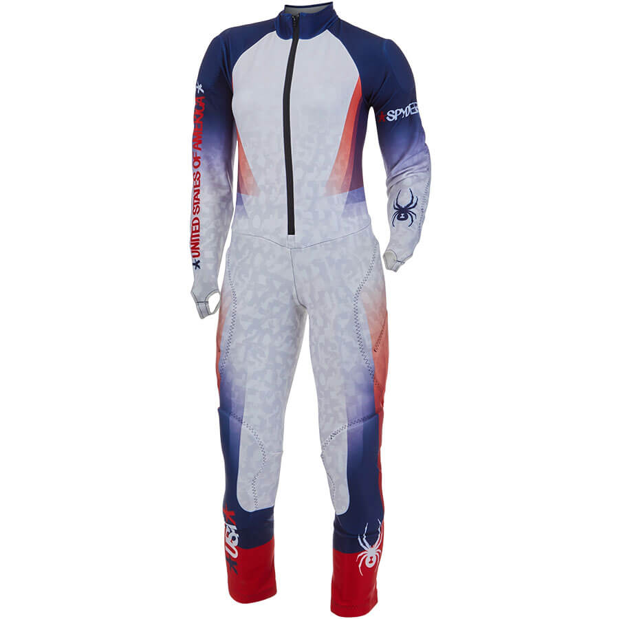 Spyder Women's Size Medium USST US Ski Team World Cup GS Race Suit Blue FIS NEW
